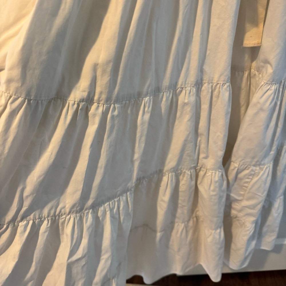 ULLA JOHNSON Off-White Ecru Olina Pleated Cotton-Poplin Midi Dress | Size 6 - Picture 6 of 11